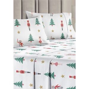 4 Pc Queen Christmas Nutcracker Ballet Sheet Set - Holiday Sheet Set New